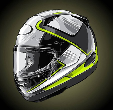 Illustration for Cool white green helmet vector template - Royalty Free Image