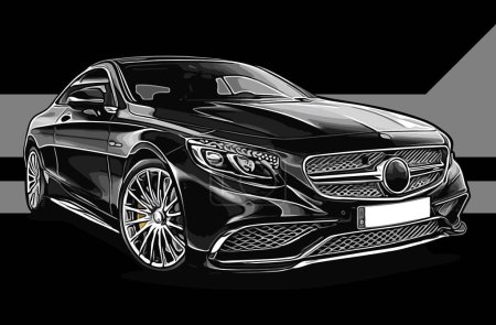 Illustration for Black sports car vector template - Royalty Free Image