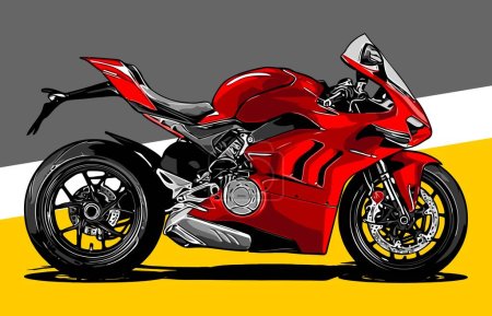 Téléchargez les illustrations : Modèle vectoriel de vue latérale Superbike rouge - en licence libre de droit