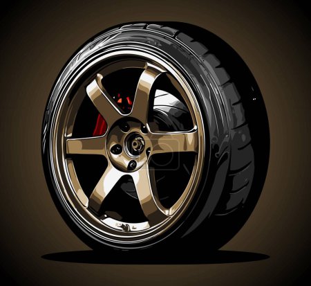 Ilustración de Ruedas de coche de carreras y neumáticos. - Imagen libre de derechos