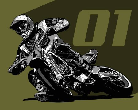 Illustration for Supermoto with no. 1 vector template - Royalty Free Image