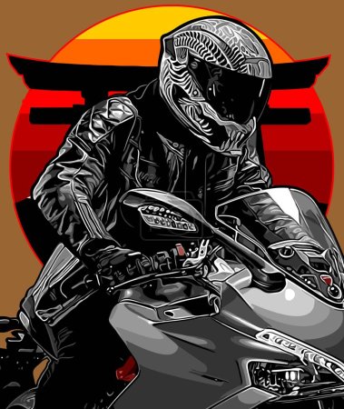 biker on a sport bike vector