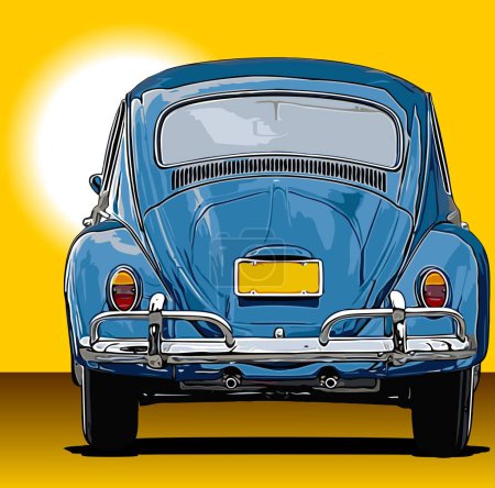 Téléchargez les illustrations : Modèle vectoriel de vue arrière de voiture vintage. - en licence libre de droit