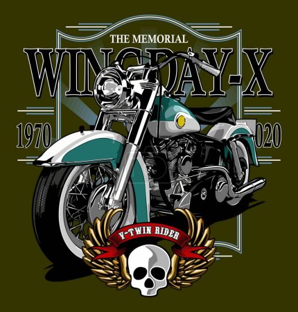 Illustration for Motorcycle and wing day pin vector template - Royalty Free Image