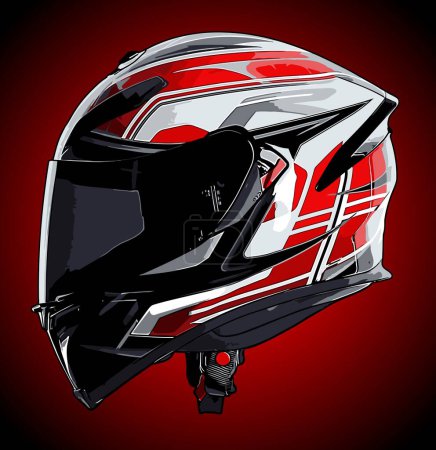 Téléchargez les illustrations : Modèle vectoriel de casque de moto pour les besoins de conception - en licence libre de droit