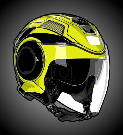 Téléchargez les illustrations : Modèle vectoriel de casque de moto pour les besoins de conception - en licence libre de droit