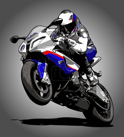 Illustration for Racer doing wheelie vector template - Royalty Free Image
