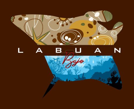Ilustración de Plantilla vectorial Labuan Bajo Island para necesidades de diseño gráfico - Imagen libre de derechos