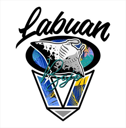 Ilustración de Labuan Bajo Island para diseño gráfico - Imagen libre de derechos