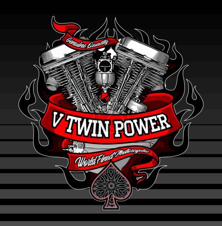  v twin engine vector template for graphic design