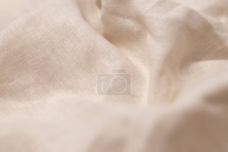 Foto de Textura de tela de lino natural. Rough arrugado fondo de arpillera. Enfoque selectivo - Imagen libre de derechos