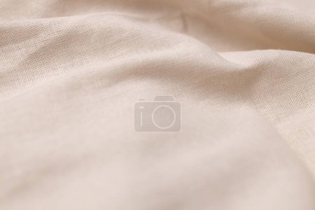 Photo for Natural linen fabric texture. Rough crumpled burlap background. Selective focus - Royalty Free Image