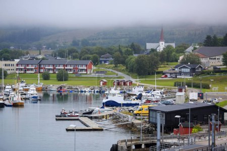 Photo for Nesna Norway 07 28 2023 View of the Norwegian village Nesna located in Helgeland, Nordland - Royalty Free Image