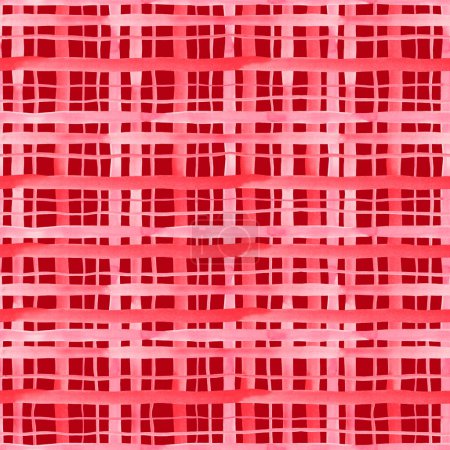 Photo for Watercolor pink checkered seamless pattern. - Royalty Free Image
