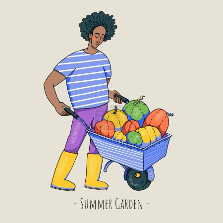 Foto de Gente del jardín de verano, atrevido personaje de dibujos animados moderna tarjeta de felicitación natural - Imagen libre de derechos