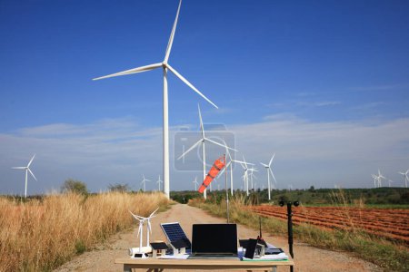 Photo for The onsite working table of engineer team ,Windmill - Royalty Free Image