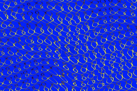 Photo for Golden twisted intersected against blue background. Abstraction with the shiny cross wavy lines. - Royalty Free Image