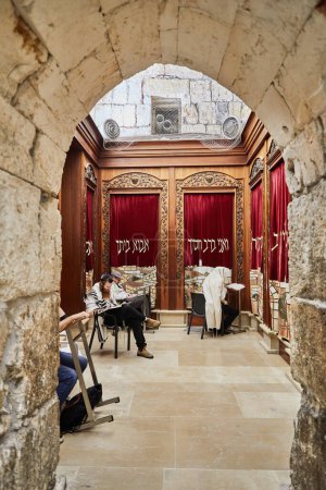 Photo for Jerusalem, Israel - November 15, 2022: Room for prayers. To the left of the Wailing Wall with the saints is the Ark of the Covenant in Jerusalem. - Royalty Free Image