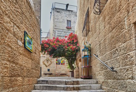 Photo for Jerusalem, Israel - November 15, 2022: Ancient Alley in Jewish Quarter, Jerusalem. - Royalty Free Image