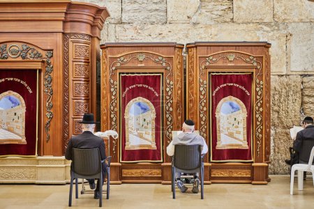 Photo for Jerusalem, Israel - November 15, 2022: Room for prayers. To the left of the Wailing Wall with the saints is the Ark of the Covenant in Jerusalem. - Royalty Free Image