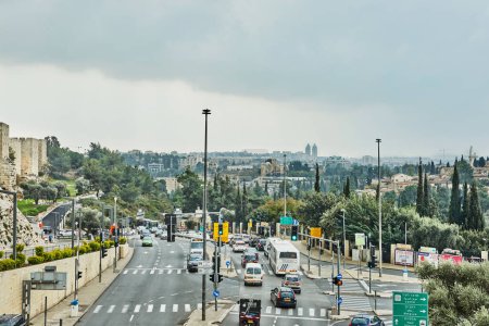 Photo for Jerusalem, Israel - November 15, 2022: View of the Jerusalem district of Yemin Moshe. - Royalty Free Image