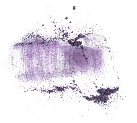 Foto de Colorante de alimentos en polvo de brillo púrpura aislado sobre fondo blanco - Imagen libre de derechos