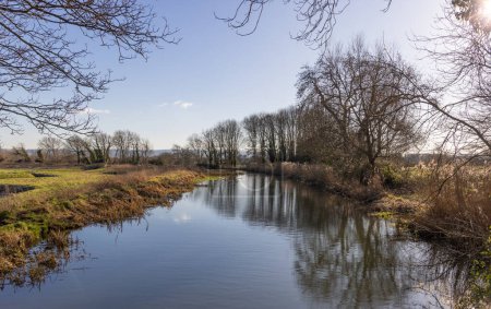 Stroudwater canal looking toward Whitminster from Walk Bridge, Gloucestershire, United Kingdom