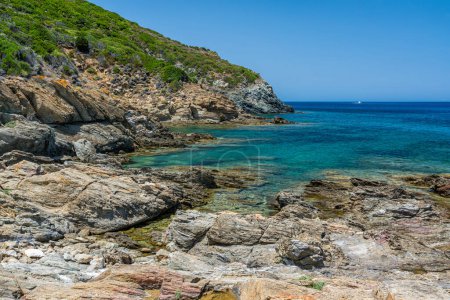 Photo for A beautiful view in the village of Tollare on a summer morning, near Ersa, in Cap Corse, Corsica, France. - Royalty Free Image