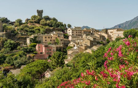 Téléchargez les photos : Le beau village de Nonza par un après-midi d'été, en Corse, France. - en image libre de droit