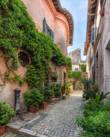 Foto de Vista panorámica en el hermoso pueblo de Nazzano, Provincia de Roma, Lazio, Italia. - Imagen libre de derechos