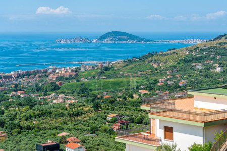 Photo for Panoramic view with the Geata Gulf from Maranola, small village in the province of Latina, Lazio, central Italy. - Royalty Free Image