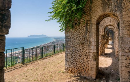 Photo for Panoramic view from the Jupiter Anxur Temple in Terracina, province of Latina, Lazio, central Italy. - Royalty Free Image