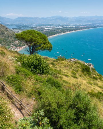 Photo for Panoramic view from the Jupiter Anxur Temple in Terracina, province of Latina, Lazio, central Italy. - Royalty Free Image