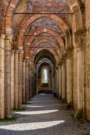 Photo for Scenic perspective from the San Galgano Abbey, near Chiusdino, Province of Pisa, Tuscany, Italy. - Royalty Free Image
