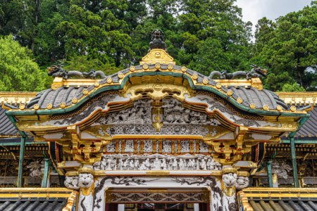 Foto de Las maravillosas decoraciones en el Santuario Tosho-gu en Nikko. Prefectura de Tochigi, Japón. - Imagen libre de derechos