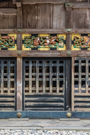 Photo for The famous three wise monkeys at the Tosho-gu Shrine in Nikko. Tochigi Prefecture, Japan. - Royalty Free Image