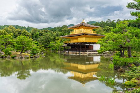 Photo for Scenic sight with the marvelous golden pavilion in the Kinkaku-ji Temple in Kyoto. Japan. - Royalty Free Image