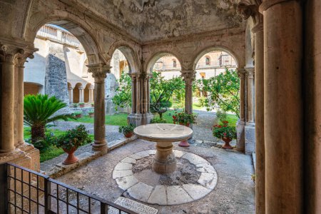 Photo for The cloister from the marvelous Fossanova Abbey near the city of Priverno, in the province of Latina, Lazio, italy. - Royalty Free Image