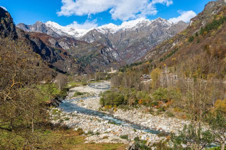 Photo for Beautiful landscape during fall season, in Valsesia (Sesia Valley). Province of Vercelli, Piedmont, Italy. - Royalty Free Image