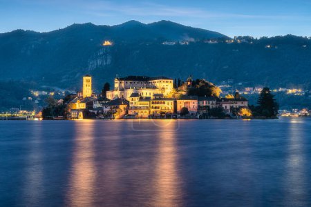 Photo for Scenic evening sight in Orta San Giulio. Province of Novara, Piedmont, Italy. - Royalty Free Image