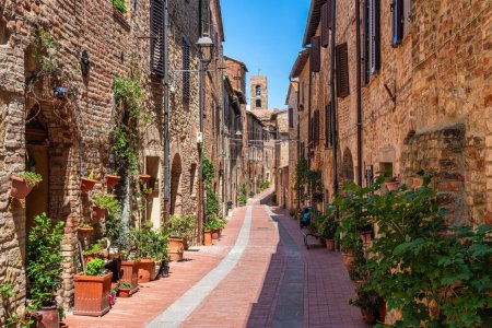 Photo for The picturesque village of Casole d'Elsa on a sunny summer morning. Province of Siena, Tuscany, Italy - Royalty Free Image