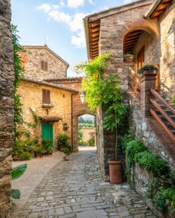 Le pittoresque village de Montefioralle, près de Greve in Chianti, par une journée d'été ensoleillée. Province de Florence, Toscane, Italie.