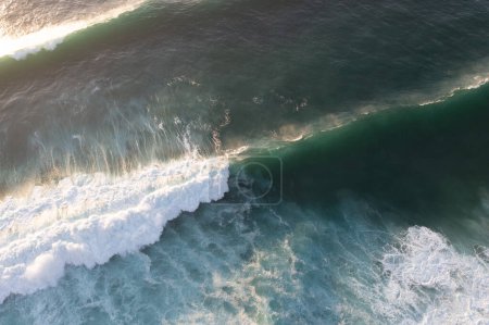 Photo for Aerial view of the white beach with waves Big ocean wave Versatile use. Holiday concept - Royalty Free Image