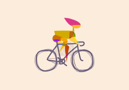 Téléchargez les photos : Dessin de cycliste. illustration vectorielle de style abstrait - en image libre de droit