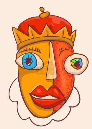 Téléchargez les photos : Sourire d'un roi. dessin abstrait affiche vectoriel illustration - en image libre de droit