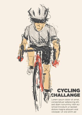 Téléchargez les photos : Affiche de l "événement cycliste Xoange. illustration vectorielle de brosse sèche affligée - en image libre de droit