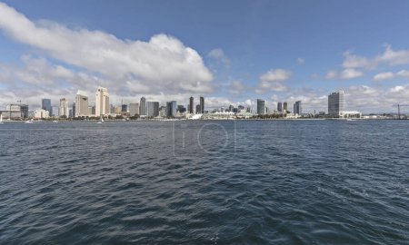 Skyline of downtown San Diego, California. View from the bay front.