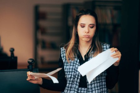 Photo for Unhappy Businesswoman Tearing a Contract in her office - Royalty Free Image
