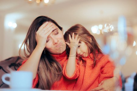 Stressed Mother and Daughter Feeling Overwhelmed Together