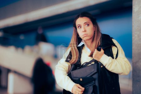 Photo for Woman Checking her Bag Not Finding Id and Car Keys - Royalty Free Image